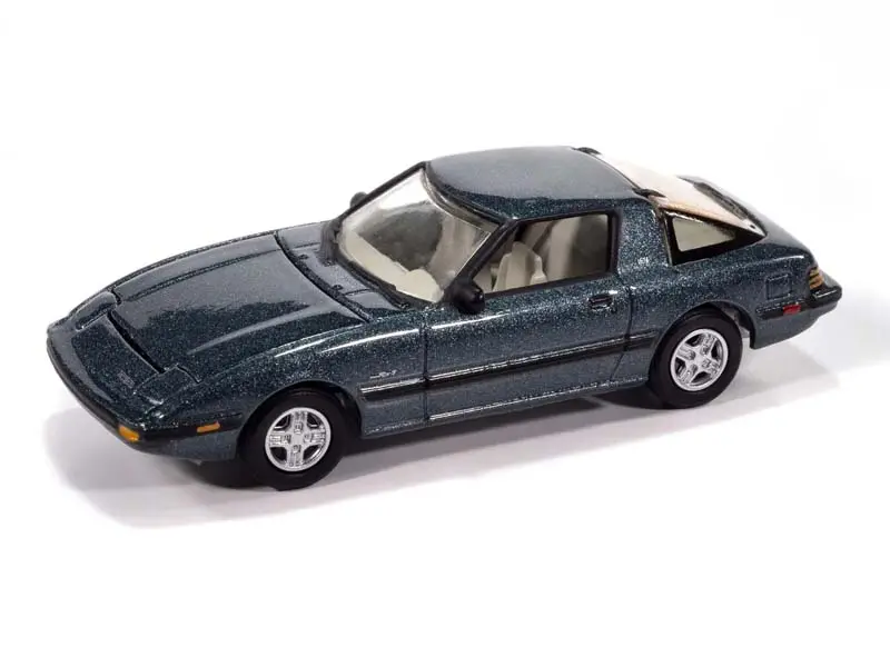 1985 Mazda Rx-7 V3 Tender Blue (Classic Gold) Diecast 1:64 Scale Model - Johnny Lightning Jlcg037 1