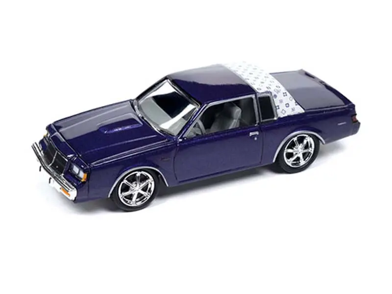 1987 Buick Regal T-Type Custom – Metallic Purple W/ White Top Diecast 1:64 Scale Model - Johnny Lightning Jlcp7475 1