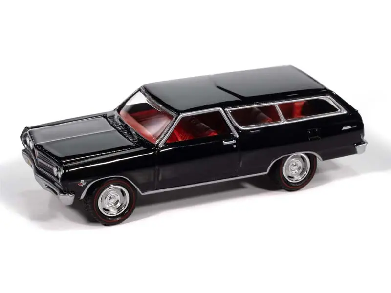 1965 Chevy 2-Door Wagon (Black) W/ Collector Tin Diecast 1:64 Scale Model - Johnny Lightning Jlct017 1