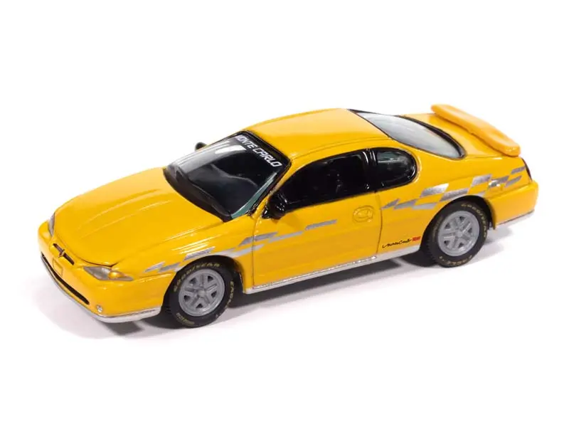 2002 Chevy Monte Carlo Pace Edition Competition Yellow W/Silver Graphics W/ Collector Tin Diecast 1:64 Scale Model - Johnny Lightning Jlct020 1