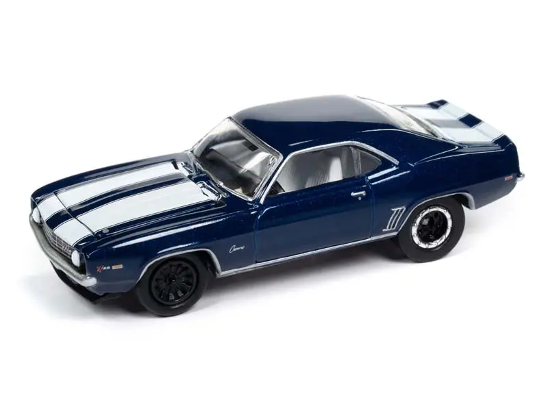 1969 Chevrolet Camaro Z28 - Metallic Blue W/ White Stripes Diecast 1:64 Scale Model - Johnny Lightning Jlmc034a 1