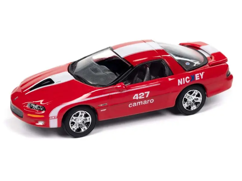 2002 Chevrolet Camaro Z28 - Red W/ White Stripes Diecast 1:64 Scale Model - Johnny Lightning Jlmc034a 1