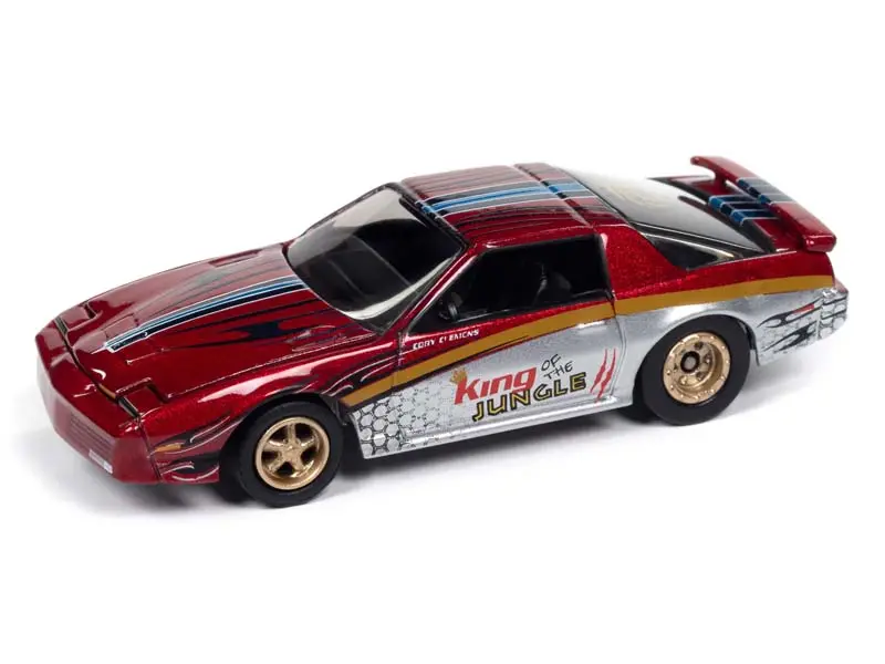 1987 Pontiac Firebird Gta - Metallic Red W/ Silver And Gold Diecast 1:64 Scale Model - Johnny Lightning Jlmc034a 1