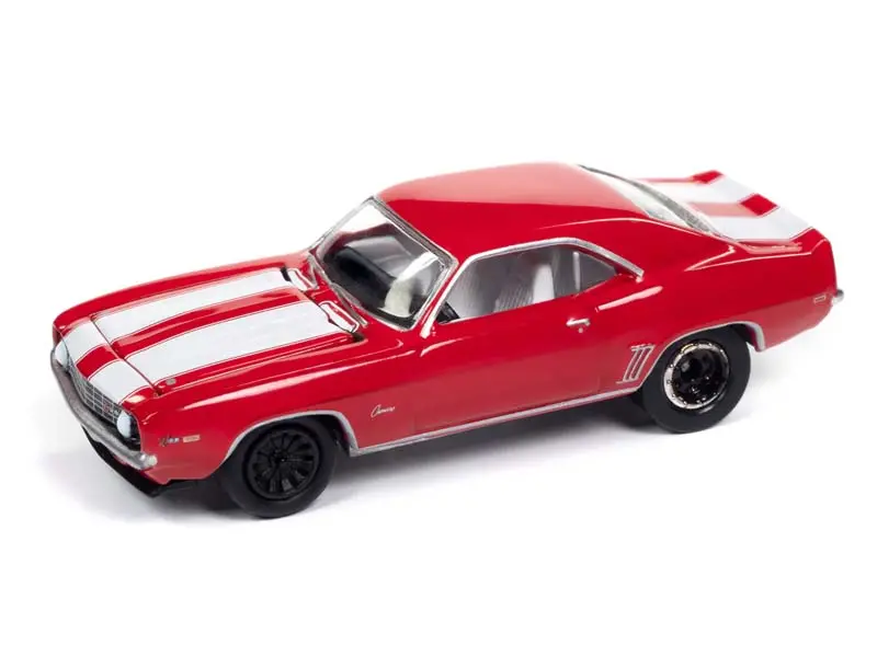 1969 Chevrolet Camaro Z28 Red W/ White Stripes Diecast 1:64 Scale Model - Johnny Lightning Jlmc034b 1