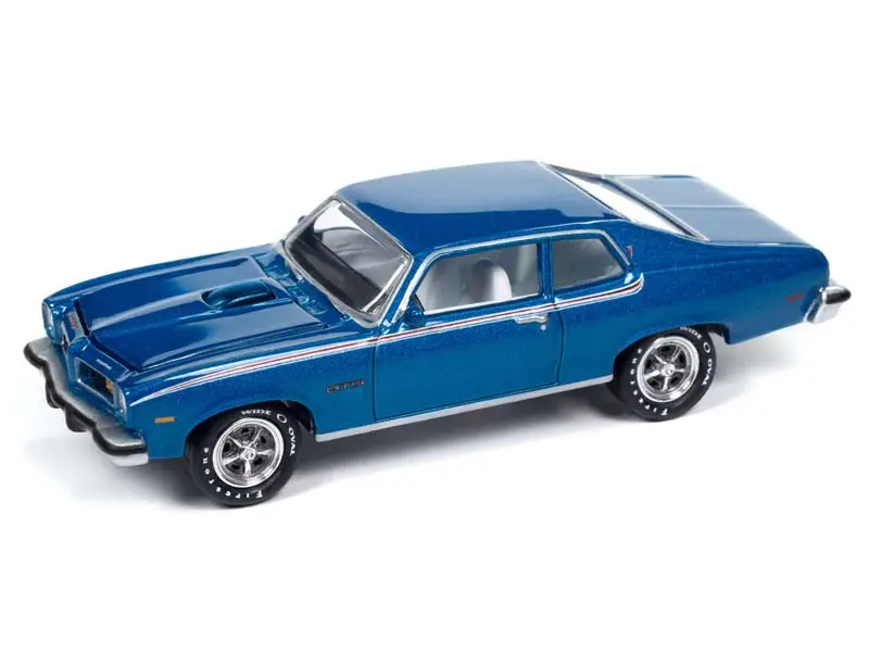1974 Pontiac Gto Regatta Blue Poly W/ Rwb Stripes Diecast 1:64 Scale Model - Johnny Lightning Jlmc034b 1