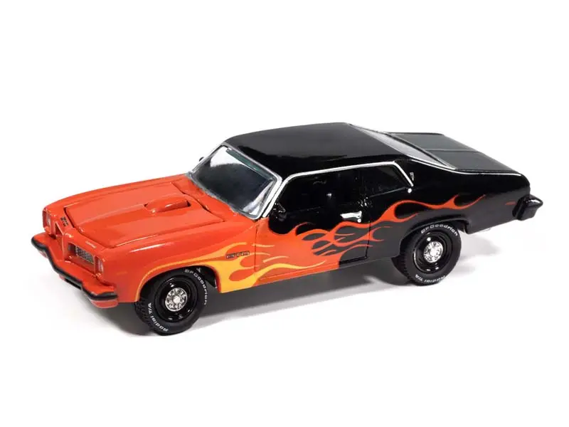 1974 Pontiac Gto Black W/ Flames (Street Freaks) Diecast 1:64 Scale Model - Johnny Lightning Jlsf027a 1