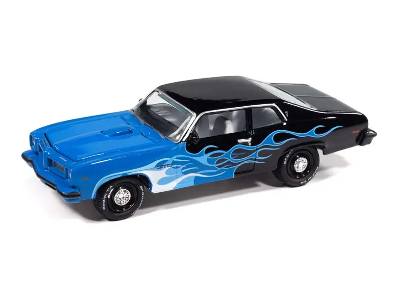 1974 Pontiac Gto Black W/ Blue Flames (Street Freaks) Diecast 1:64 Scale Model - Johnny Lightning Jlsf027b 1