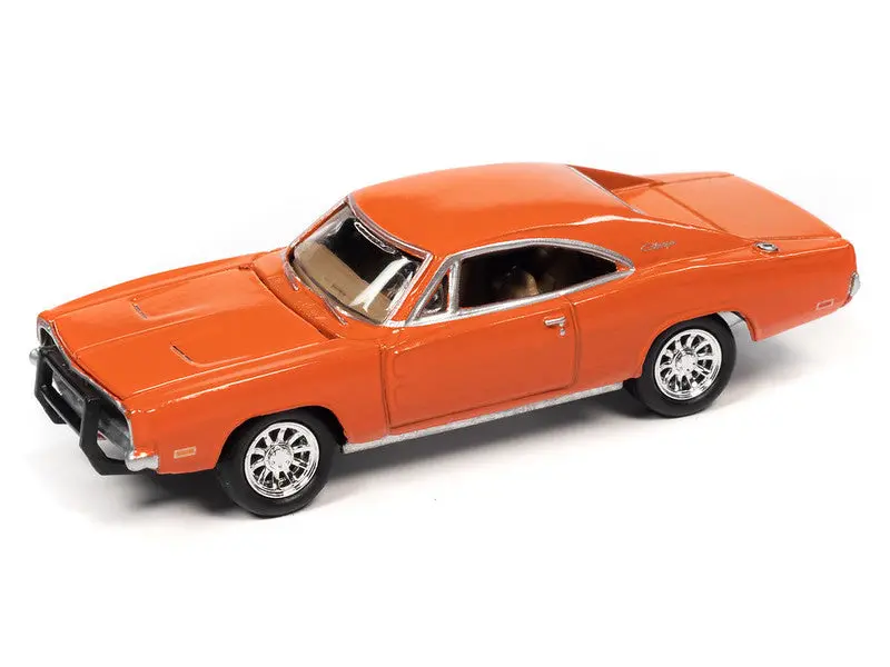 1969 Dodge Charger R/T - Orange Diecast 1:64 Scale Model - Johnny Lightning Jlsp206 1