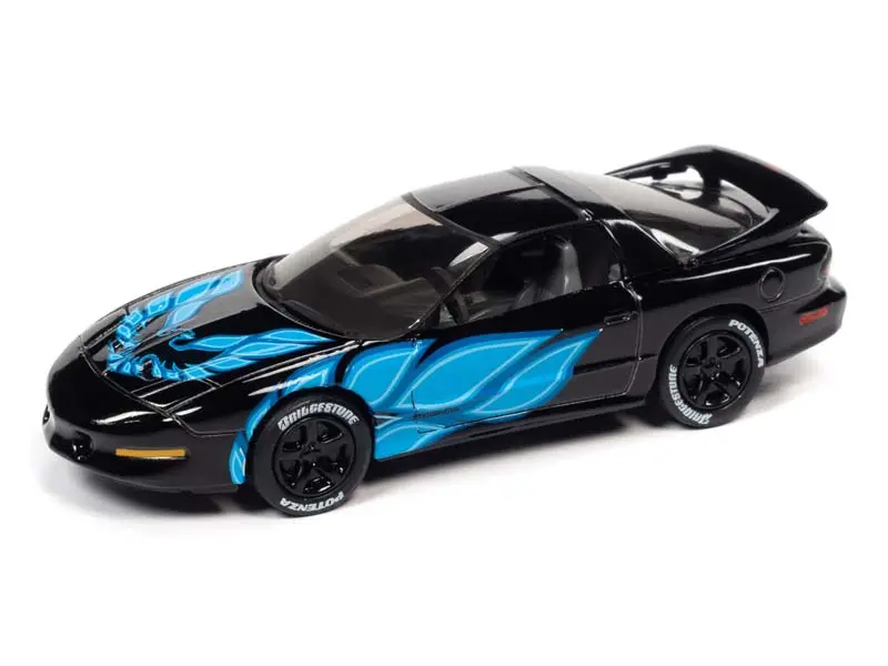 1993 Pontiac Firebird T/A Black W/ Blue Firebird Flames (Street Freaks) Diecast 1:64 Scale Model - Johnny Lightning Jlsp210 1