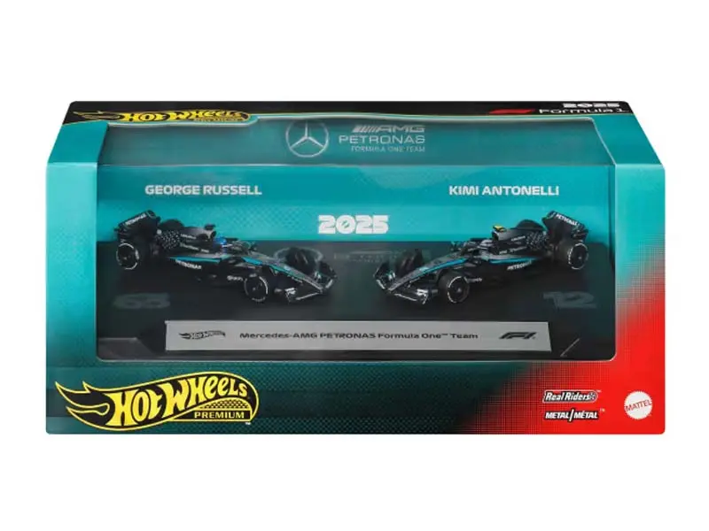 Pre-Order F1 2-Pack 2025 Racing Premium Team Mercedes-Amg George Russel #63 / Kimi Antonelli #12 Diecast 1:64 Scale Model - Hot Wheels Jmm93 1