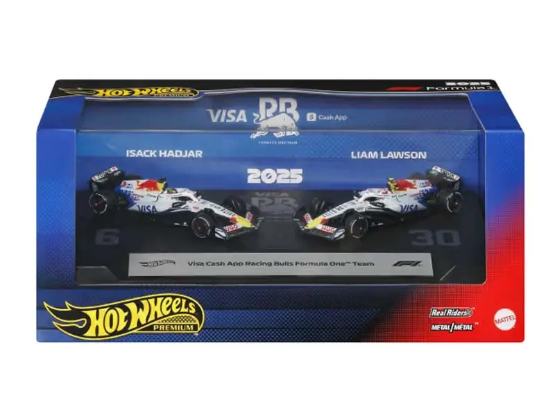 Pre-Order F1 2-Pack 2025 Racing Premium Team Racing Bulls Liam Lawson #30 / Isack Hadjar #6 Diecast 1:64 Scale Model - Hot Wheels Jmm94 1