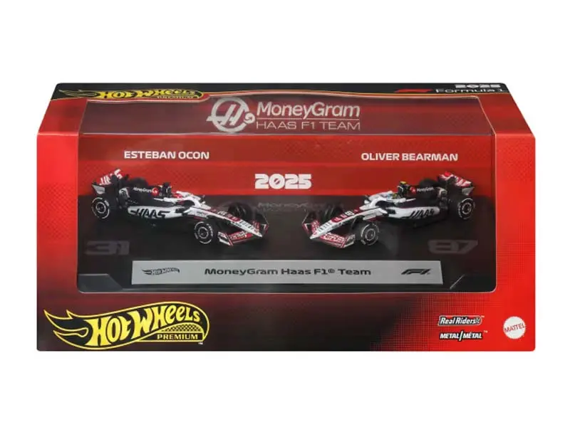 Pre-Order F1 2-Pack 2025 Racing Premium Team Moneygram Haas Esteban Ocon #31 / Oliver Bearman #87 Diecast 1:64 Scale Model - Hot Wheels Jmm97 1