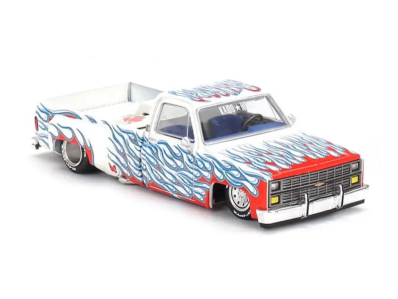 Chevrolet Silverado Dually On Fire V2 – White Flames (Kaido House X Mini Gt) Diecast 1:64 Scale Model - Tsm Khmg157 1