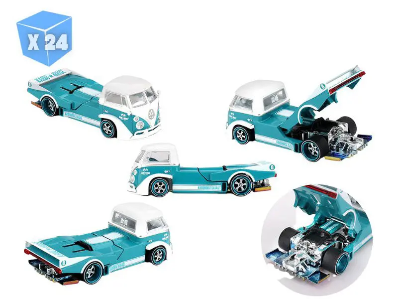 Pre-Order - 24 Pack Volkswagen T1 Kaido Works V1 – Turquoise/White (Kaido House X Mini Gt) Diecast 1:64 Scale Model - Tsm Khmg220 1