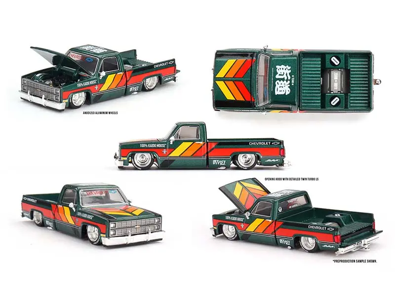 Chevrolet Silverado Kaido Works V3 -Dark Green (Kaido House X Mini Gt) Diecast 1:64 Scale Model - Tsm Khmg226 1