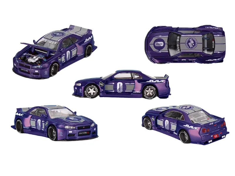 Pre-Order Nissan Skyline Gt-R (R34) Kaido Factory Racing V2 – Midnight Purple (Kaido House X Mini Gt) Diecast 1:64 Scale Model - Tsm Khmg240 1