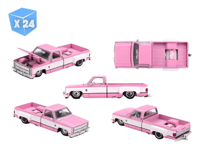 Pre-Order - 24 Pack Chevrolet Silverado Dually Vintage Spec V2 – Pink W/ White (Kaido House X Mini Gt) Diecast 1:64 Scale Model - Tsm Khmg243 1