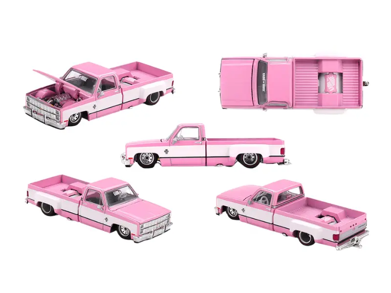Pre-Order Chevrolet Silverado Dually Vintage Spec V2 – Pink W/ White (Kaido House X Mini Gt) Diecast 1:64 Scale Model - Tsm Khmg243 1