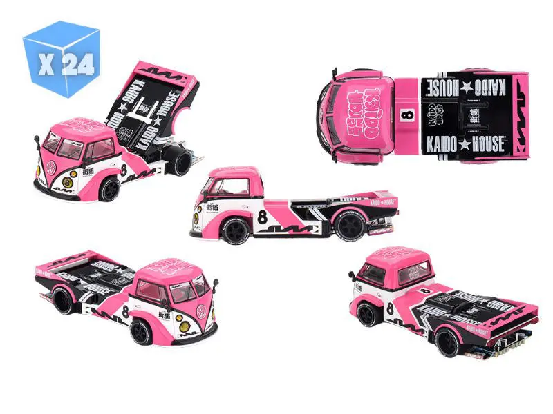 Pre-Order - 24 Pack Volkswagen T1 Kaido Radvan V1 – Pink (Kaido House X Mini Gt) Diecast 1:64 Scale Model - Tsm Khmg245 1