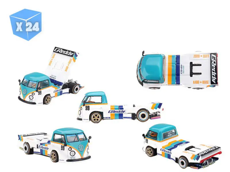 Pre-Order - 24 Pack Volkswagen T1 Greddy Pickup V1 (Kaido House X Mini Gt) Diecast 1:64 Scale Model - Tsm Khmg261 1