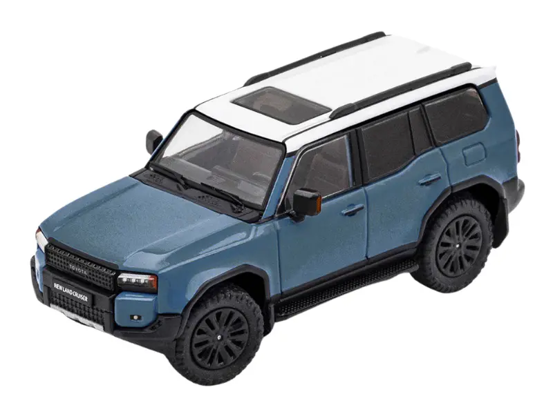 2024 Toyota Land Cruiser Prado Lhd - Blue W/ White Top Diecast 1:64 Scale Model - Gcd Ks-075-421 1