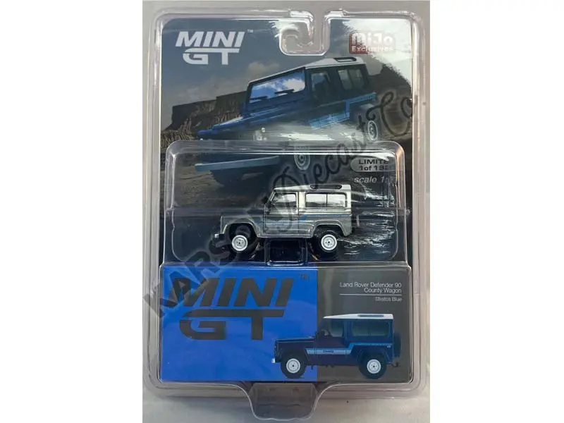 Chase Land Rover Defender 90 County Wagon - Stratos Blue (Mini Gt) Diecast 1:64 Scale Model - True Scale Miniatures Mgt00353 1