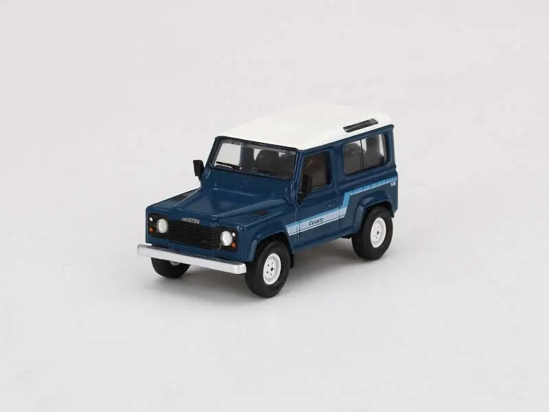 Land Rover Defender 90 County Wagon - Stratos Blue (Mini Gt) Diecast 1:64 Scale Model - True Scale Miniatures Mgt00353 1