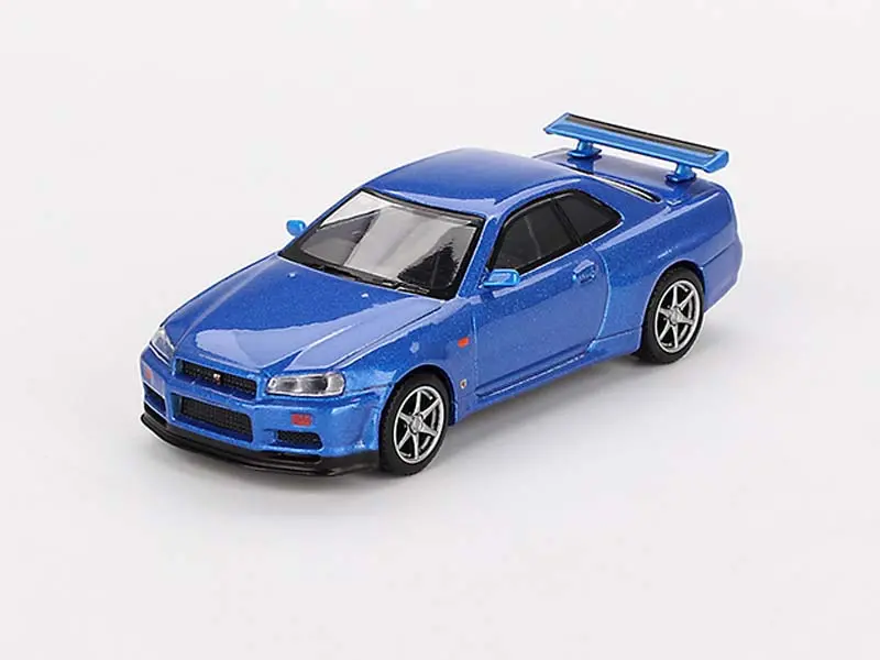 Nissan Skyline Gt-R (R34) V-Spec – Bayside Blue (Mini Gt) Diecast 1:64 Scale Model - Tsm Mgt00759 1