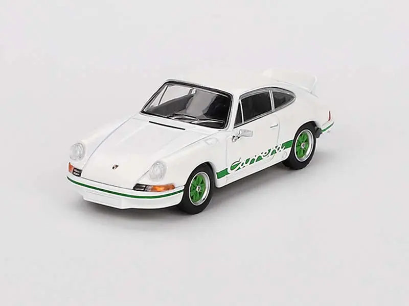 Porsche 911 Carrera Rs 2.7 – Grand Prix White W/ Green Livery (Mini Gt) Diecast 1:64 Scale Model - Tsm Mgt00801 1