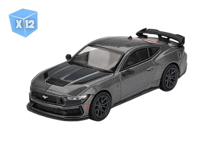 Pre-Order - 12 Pack 2024 Ford Mustang Dark Horse – Carbonized Gray (Mini Gt) Diecast 1:64 Scale Model - Tsm Mgt00957 1