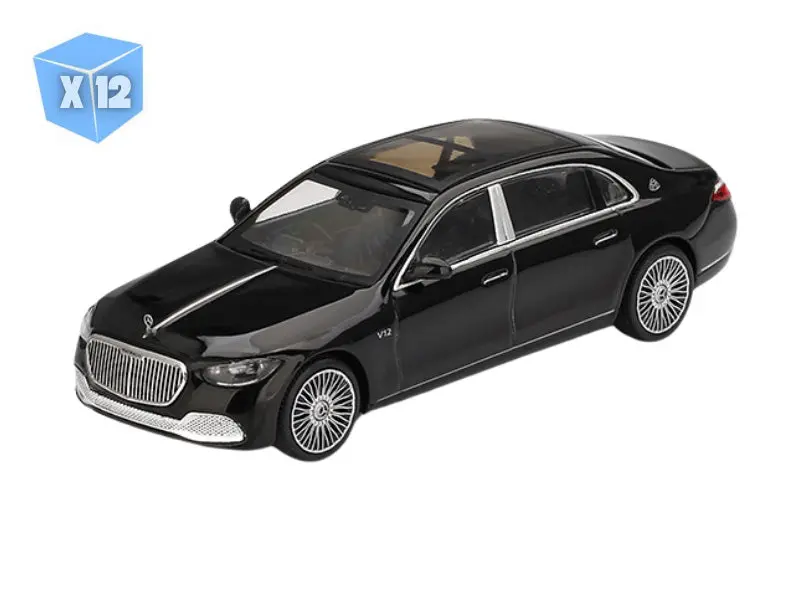 12 Pack Mercedes-Maybach S680 – Black (Mini Gt) Diecast 1:64 Scale Model - Tsm Mgt00977 1