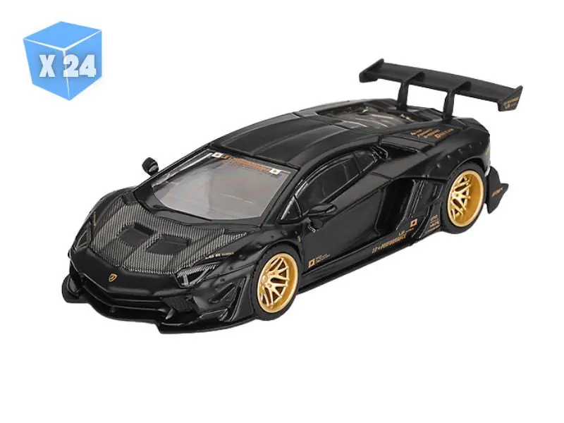 Pre-Order - 24 Pack Lamborghini Aventador Lb-Works Matte Black (Mini Gt) Diecast 1:64 Scale Model - Tsm Mgt01087 1