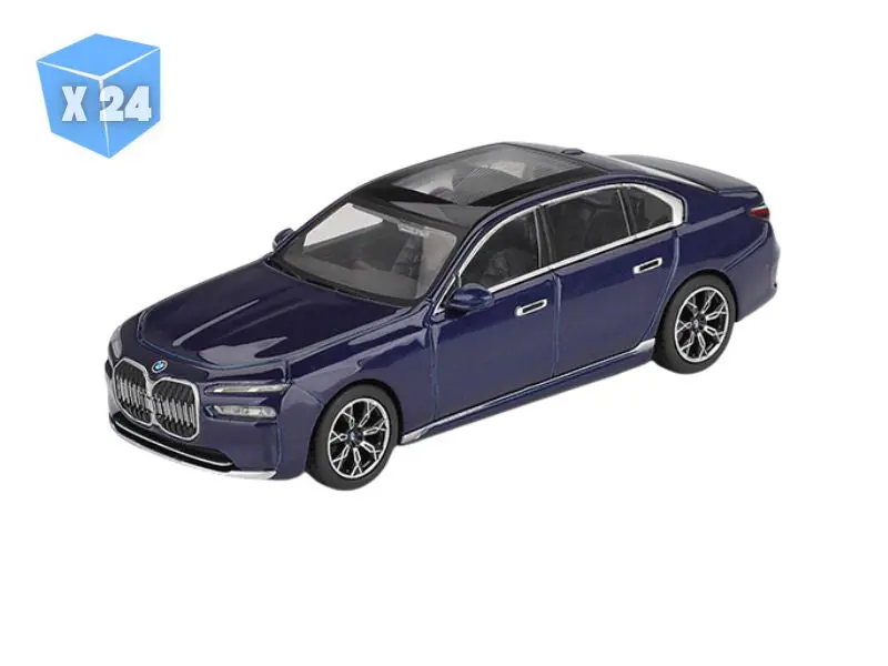 24 Pack Bmw I7 Xdrive60 – Tanzanite Blue Metallic (Mini Gt) Diecast 1:64 Scale Model - Tsm Mgt01111 1