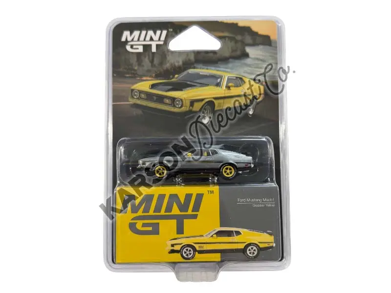Chase Ford Mustang Mach 1 – Grabber Yellow (Mini Gt) Diecast 1:64 Scale Model - Tsm Mgt01139 1