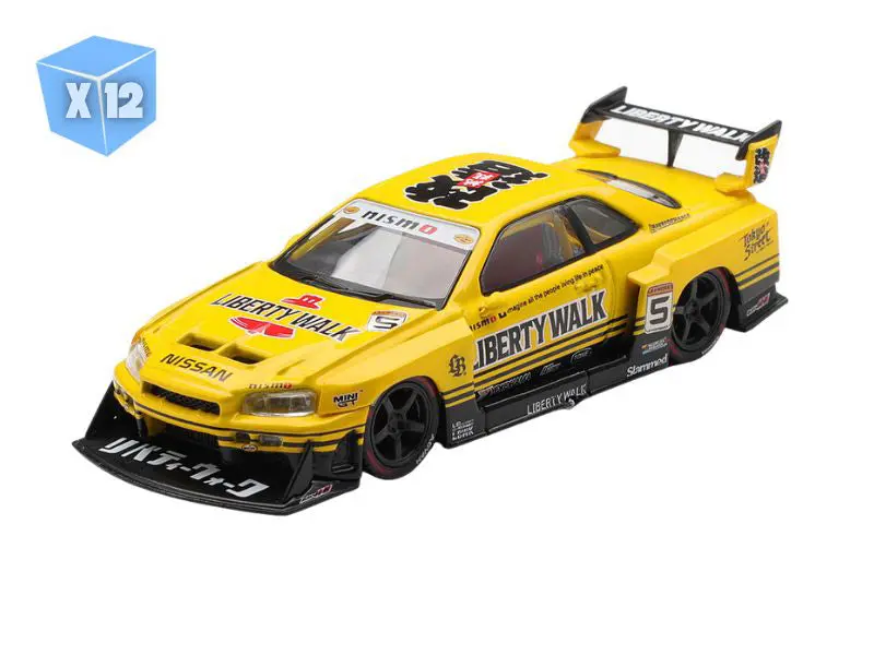 Pre-Order - 12 Pack Nissan Skyline Lb-Er34 Super Silhouette Sport Yellow (Mini Gt) Diecast 1:64 Scale Model - Tsm Mgt01182 1