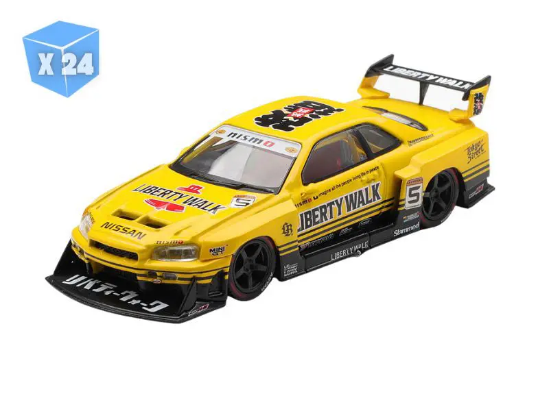 Pre-Order - 24 Pack Nissan Skyline Lb-Er34 Super Silhouette Sport Yellow (Mini Gt) Diecast 1:64 Scale Model - Tsm Mgt01182 1