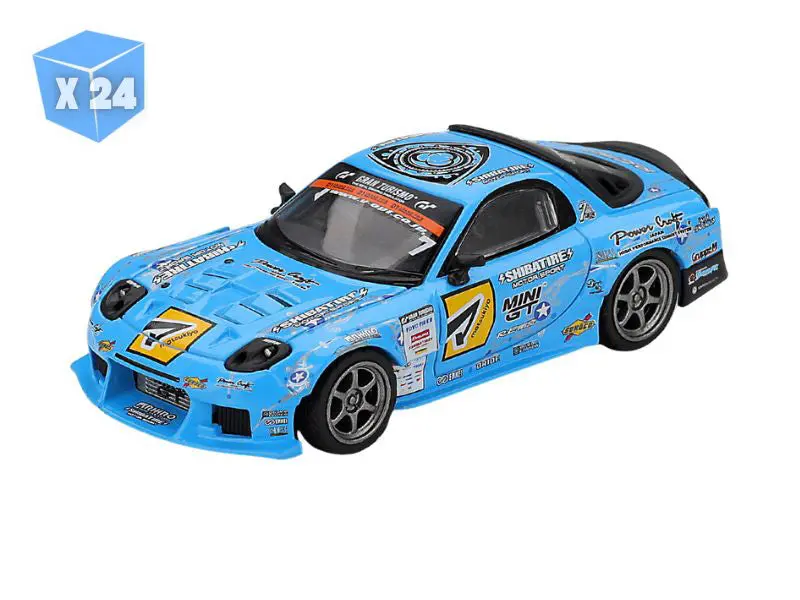 Pre-Order - 24 Pack Mazda Rx-7 Re-Amemiya 2025 D1gp – Blue (Mini Gt) Diecast 1:64 Scale Model - Tsm Mgt01195 1
