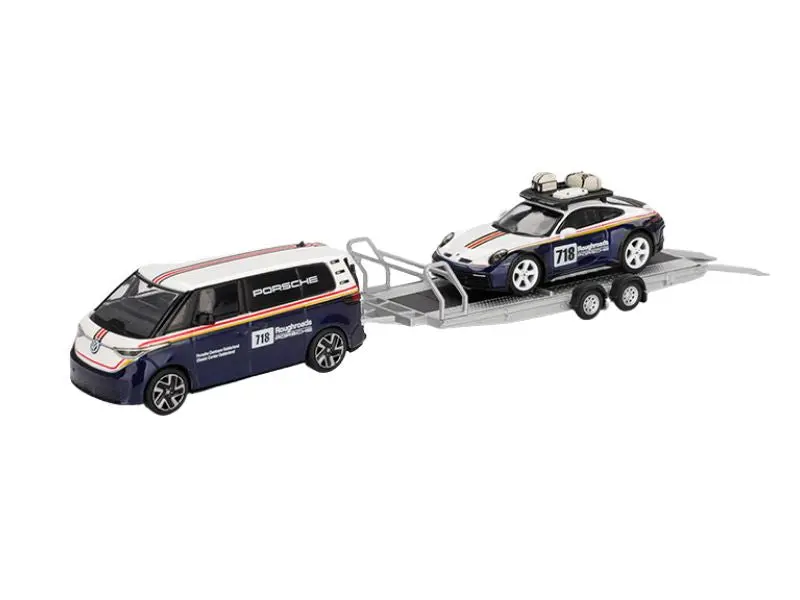 Pre-Order Porsche 911 Dakar #718 / Volkswagen Id. Buzz Porsche Centrum Gelderland Roughroads Set (Mini Gt) Diecast 1:64 Scale Model - Tsm Mgts0019 1