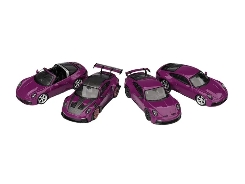 Pre-Order Porsche 911 (992.1) Rubystone Red Set Of 4 (Mini Gt) Diecast 1:64 Scale Model - Tsm Mgts0021 1