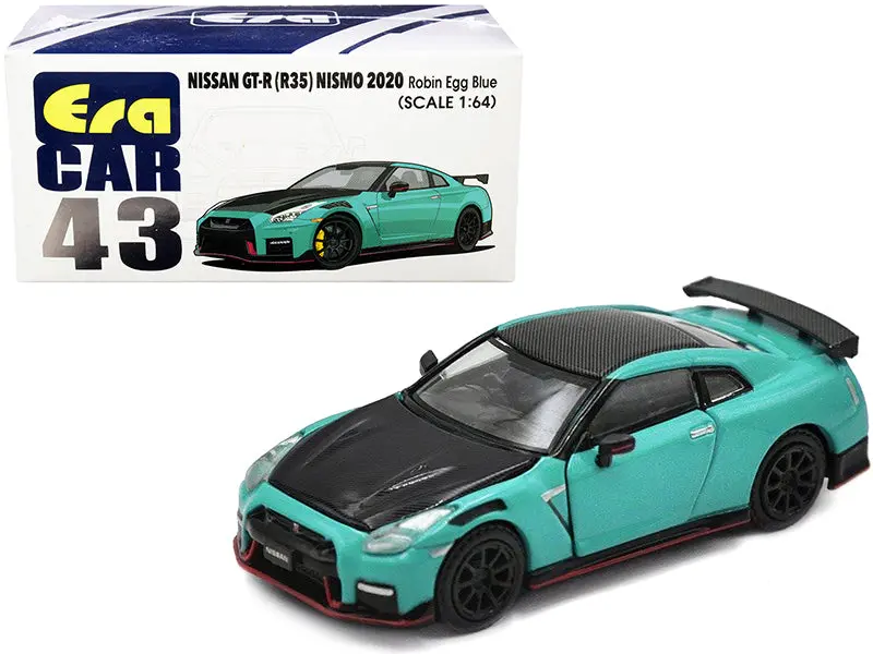 2020 Nissan Gt-R (R35) Nismo Rhd (Right Hand Drive) Robin Egg Blue And Carbon Black 1:64 Diecast Model Car - Era Car Ns20gtrrn43 1