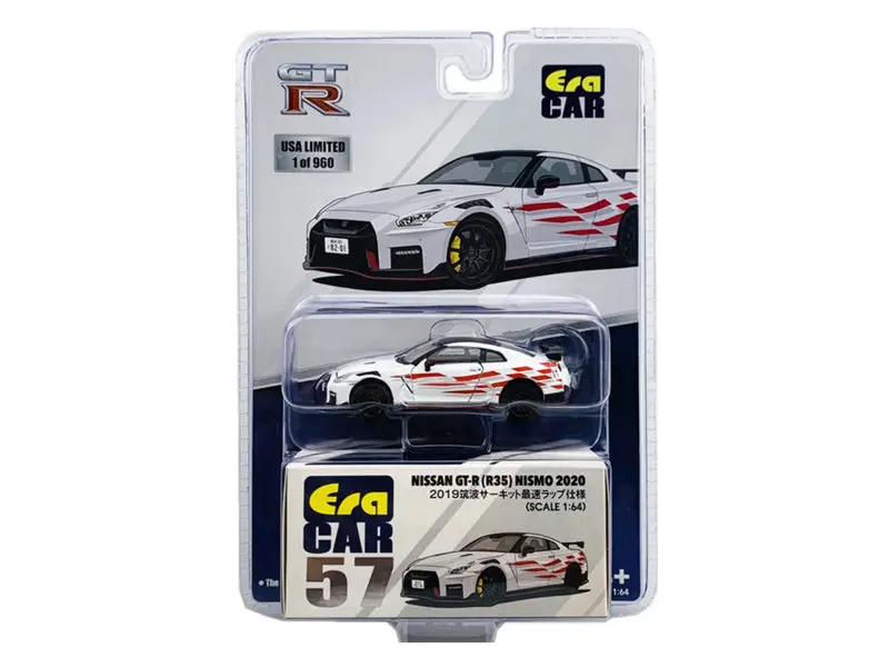 Nissan Gt-R (R35) Nismo Rhd White Limited To 960 Pcs 1:64 Diecast Model Car - Era Car Ns21gtrrn57 1