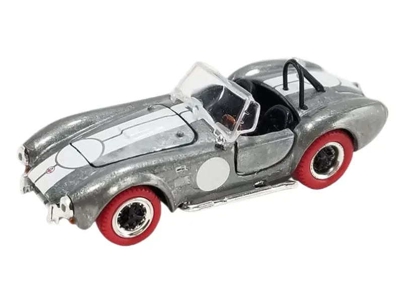 1965 Shelby Cobra 427 S/C - Raw Metal W/ Red Tires Diecast 1:64 Scale Model - Acme Sc-705-M 1