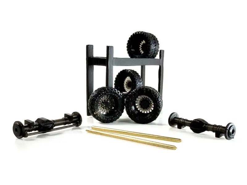 22” Cft Forged Dually Wheels W/ Mud Terrain Tires & Solid Lift Axles 1:64 Scale Model 1
