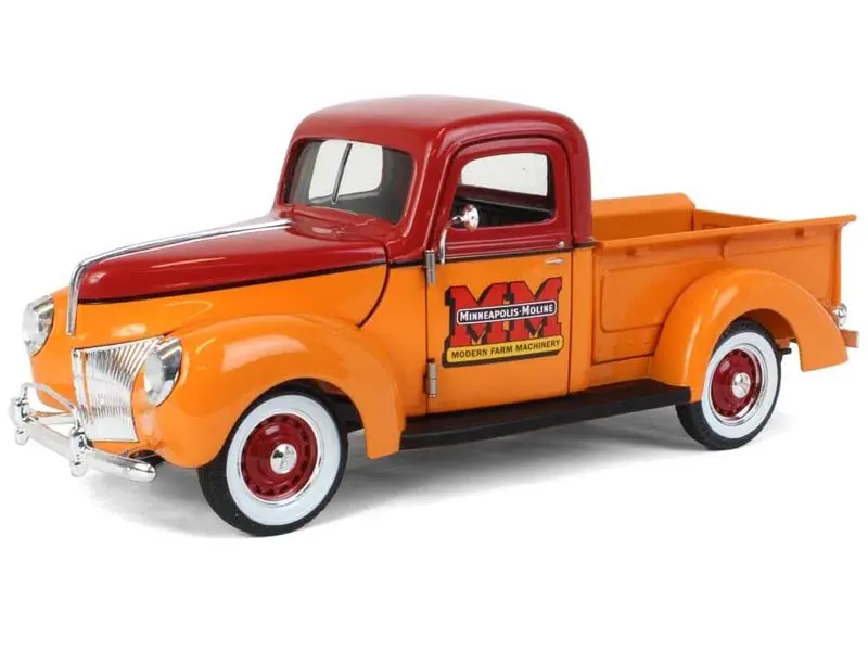 1940 Ford Minneapolis Moline Pickup - Golden Yellow And Red Diecast 1:24 Scale Model - Spec Cast Sct916 1