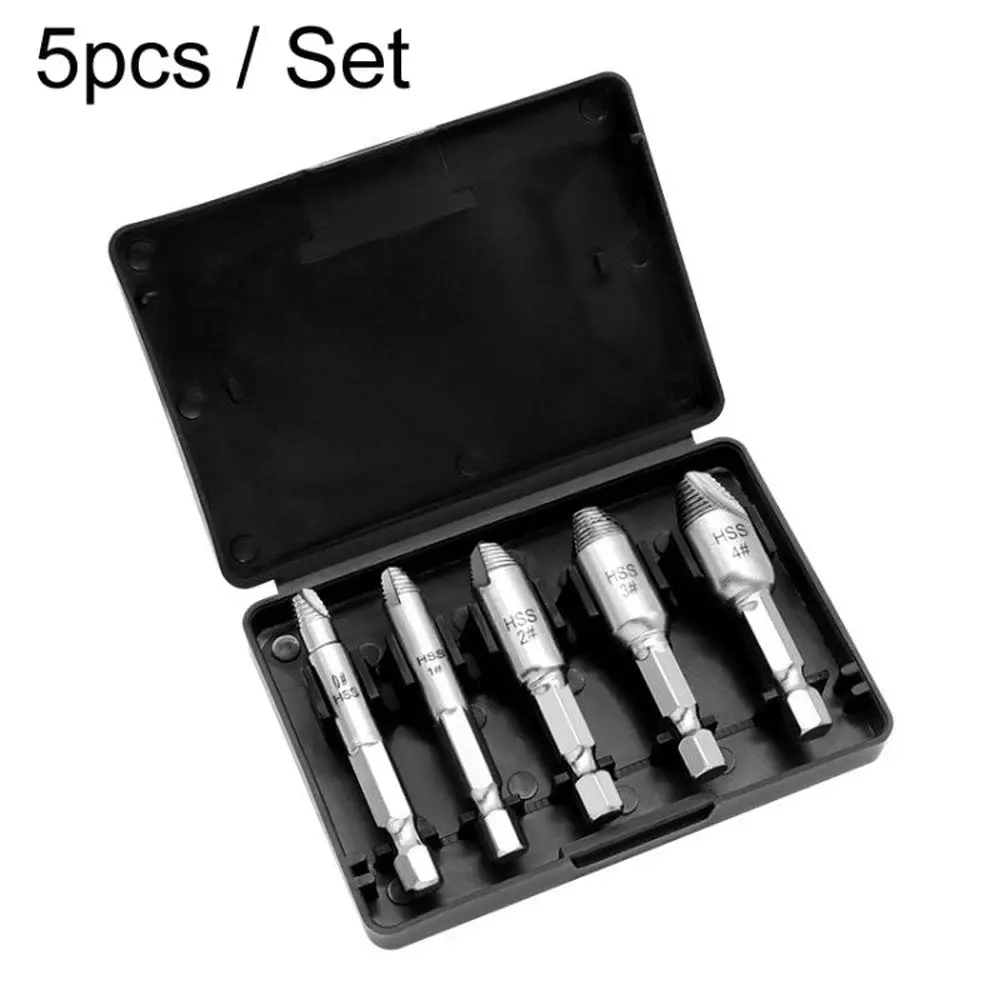 Slide Thread Broken Screw Extractor Broken Screw Removal Tool With Storage Box, 5Pcs / Set 1