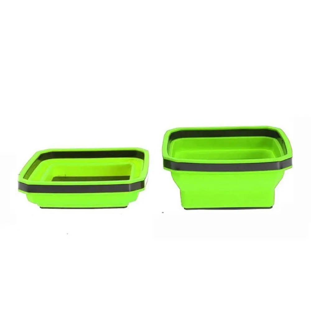 Square Silicone Foldable Magnetic Parts Tray For Small Parts And Tools, Green 1