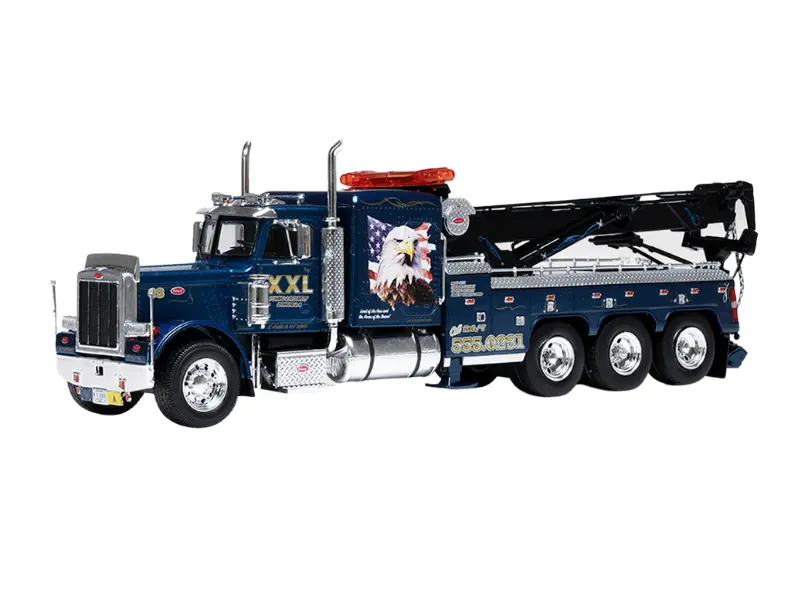 1980 Peterbilt 359 Wrecker - Blue W/ Eagle Diecast 1:43 Scale Model - Ixo America U43ttr001 1