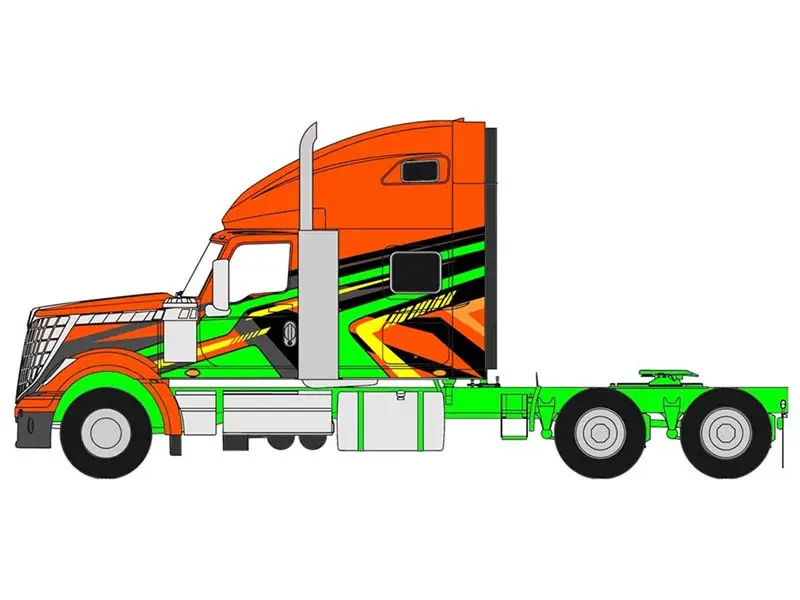 Pre-Order 2010 International Lonestar - Orange And Green Diecast 1:64 Scale Model - Ixo U64tr019 1