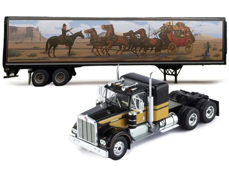 Pre-Order 1976 Kenworth W900 - Black W/ Trailer Diecast 1:64 Scale Model - Ixo U64trtr004s 1