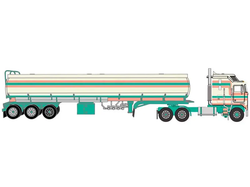 Pre-Order 1976 Kenworth K100 Aerodyne W/ Tanker - Peaches And Cream Diecast 1:64 Scale Model - Ixo U64trtr009t 1